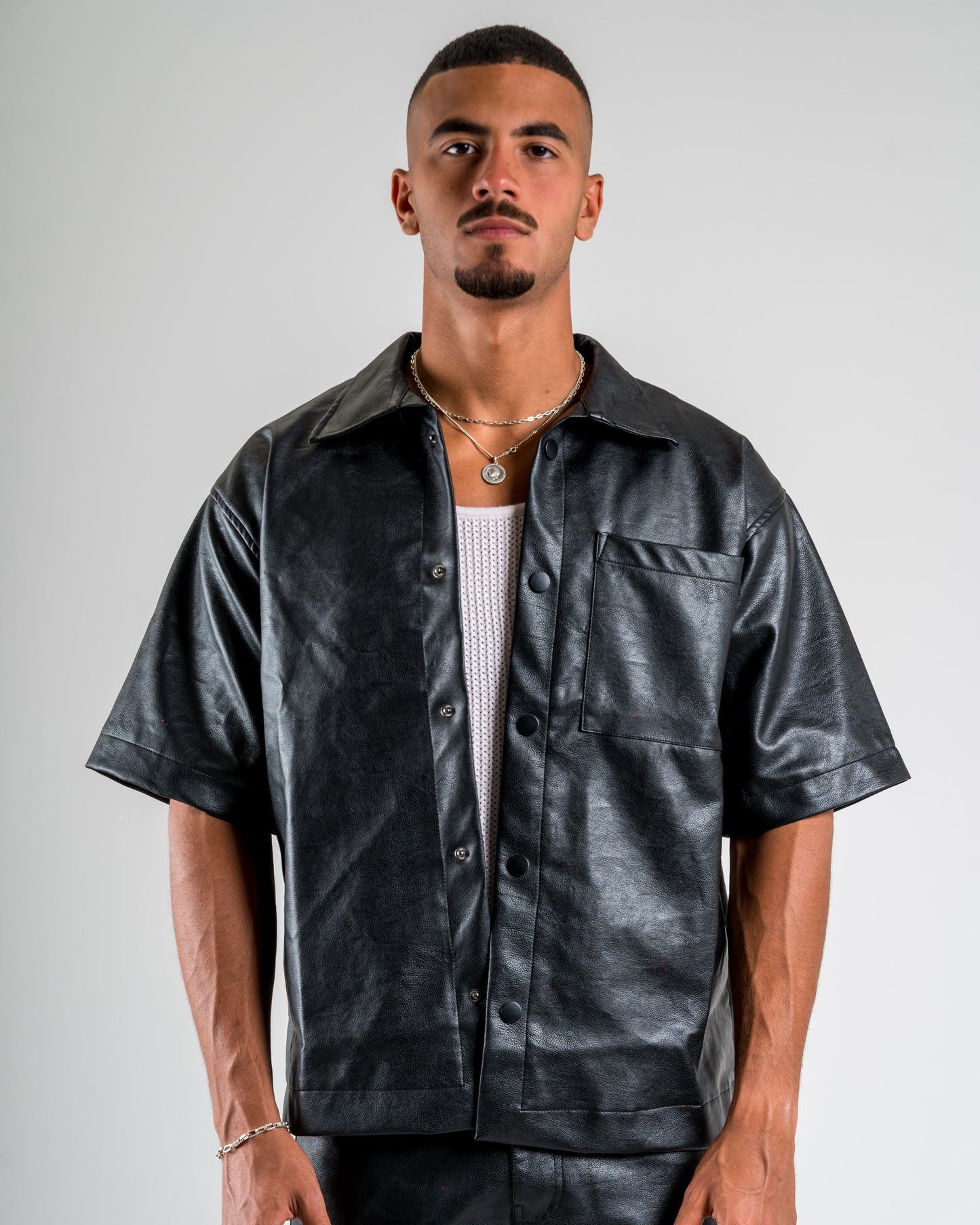 Faux Leather Overshirt