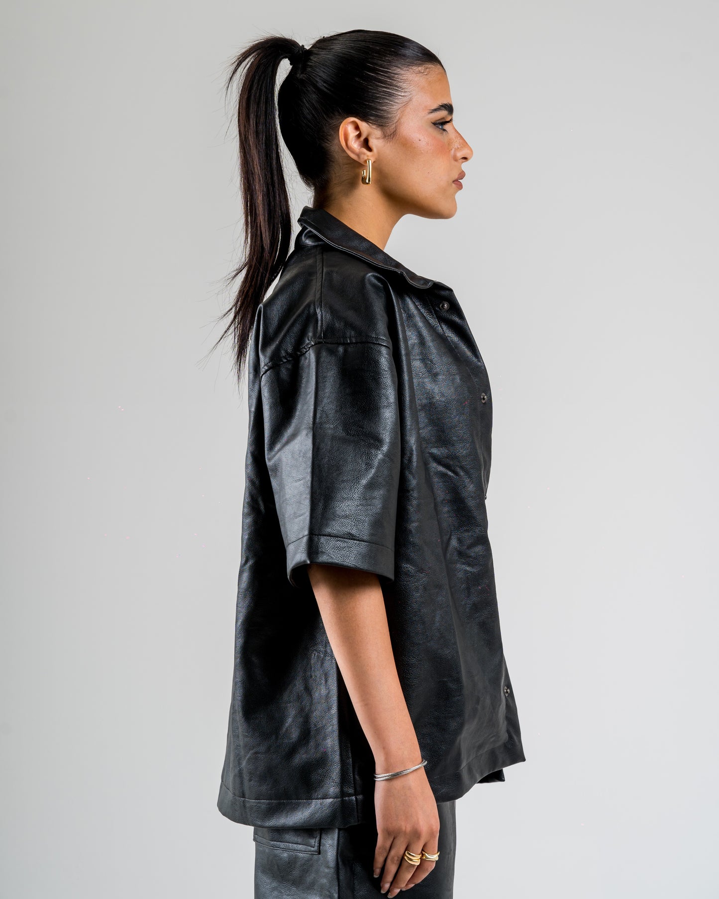 Faux Leather Overshirt