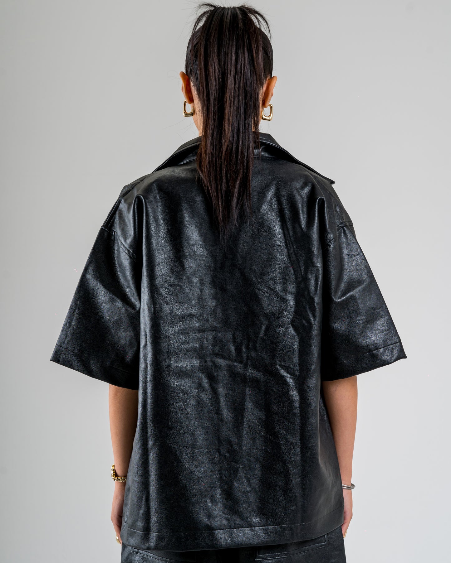 Faux Leather Overshirt